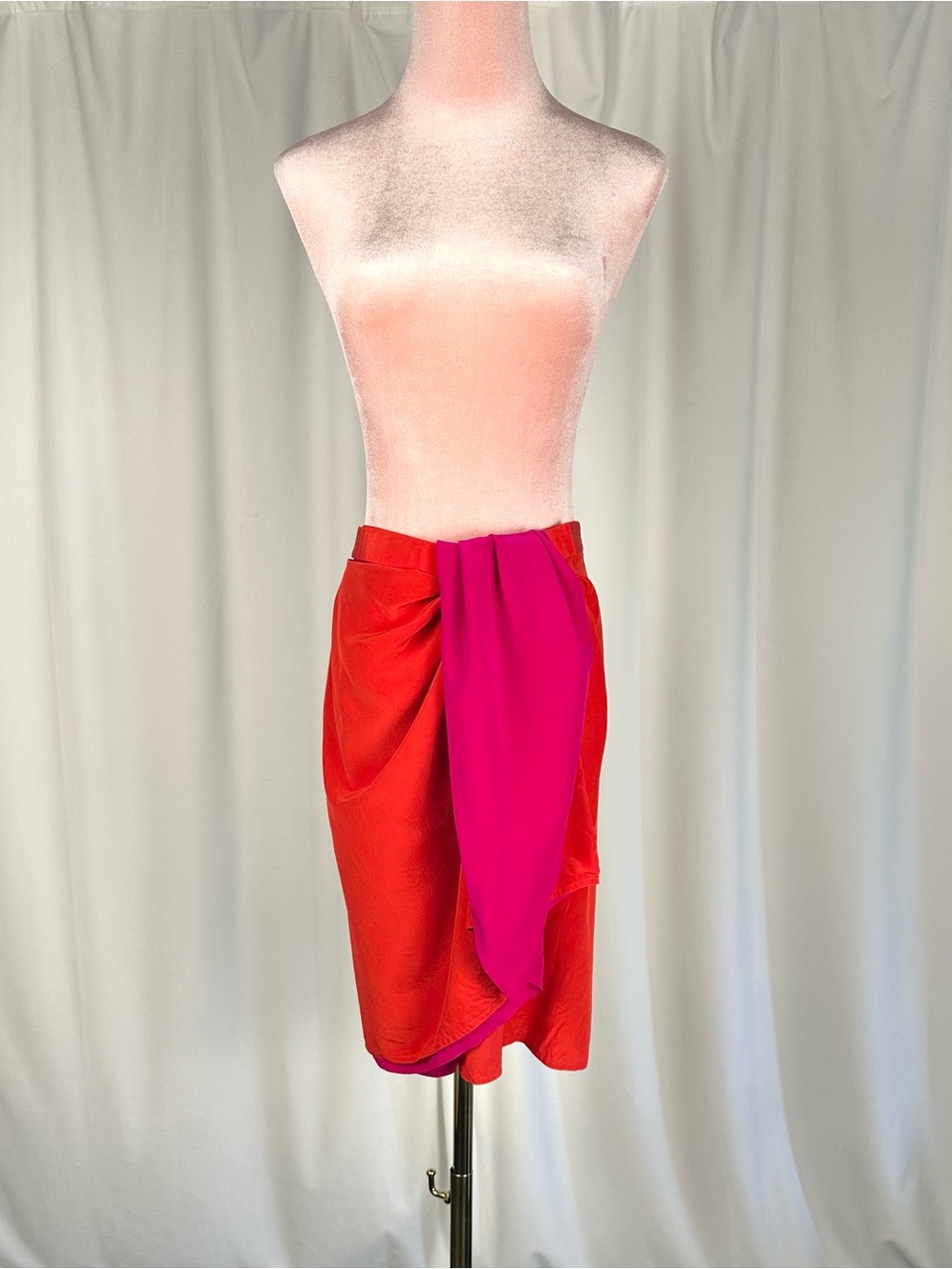 Vintage Anne Klein 100% Silk Color Block Wrap Skort XS